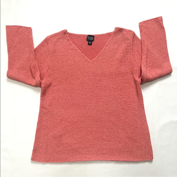EILEEN FISHER Womens Silk/Nylon Blend 3/4 Sleeve Weave Textured Sweater Top sz M - Picture 6 of 10